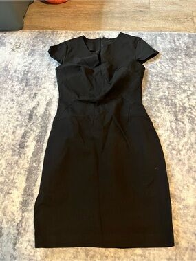 Banana Republic Black Short-Sleeve Sheath Dress